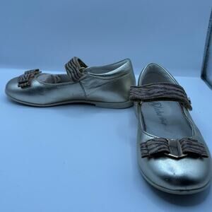 Naturino Girls Gold Mary Jane Shoes Bow Strap Dressy Fairycore Retro SZ 10.5